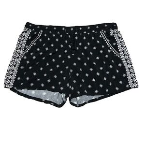 OLD Navy Black & White Patterned Rayon Shorts Pockets Women’s Size XL